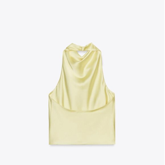 ZARA Satin Effect Halter Top – Light Yellow – Size L – NWT New With Tags 💛 - Picture 7 of 12